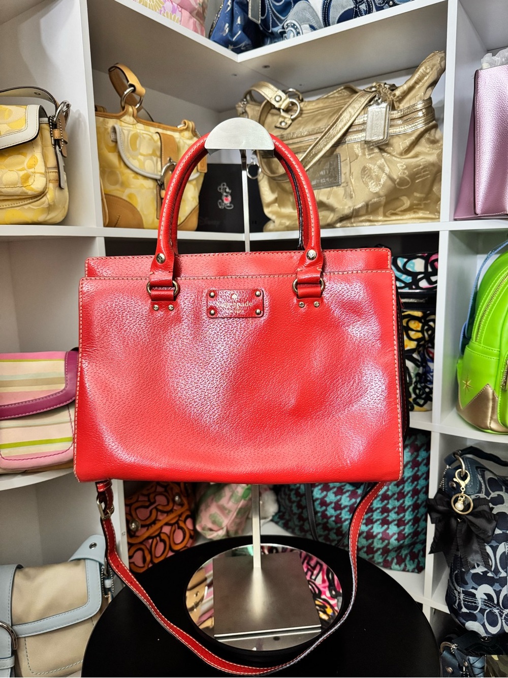 Kate Spade Red Leather Satchel Handbag